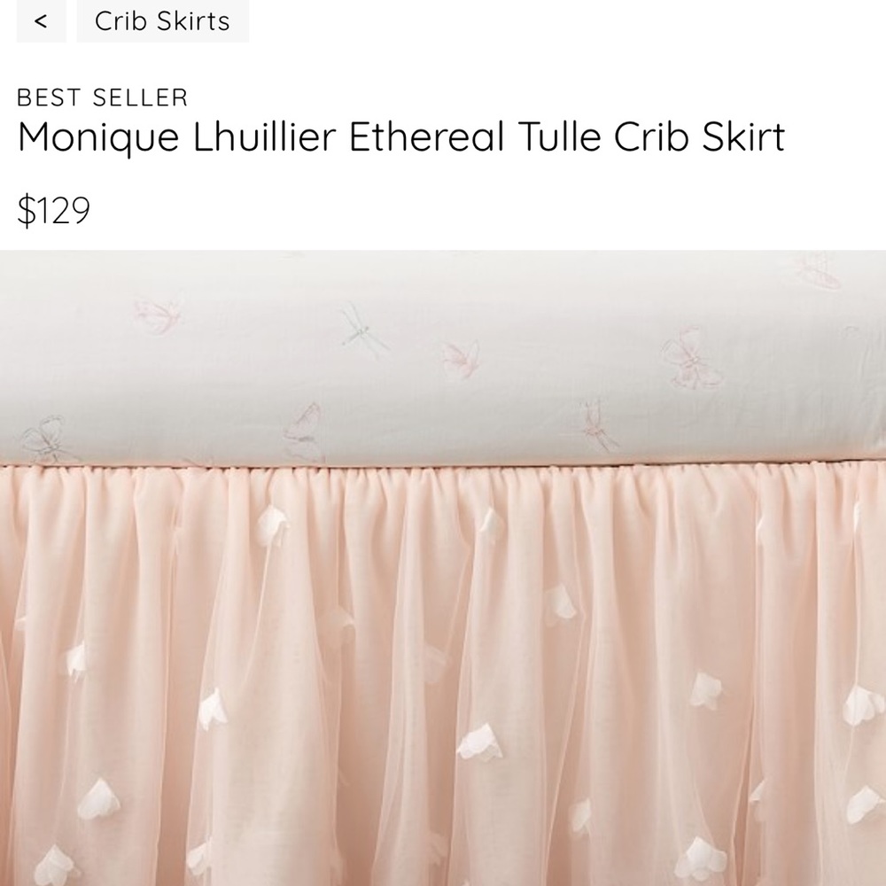 Pottery barn crib skirt.  Monique Lhullier